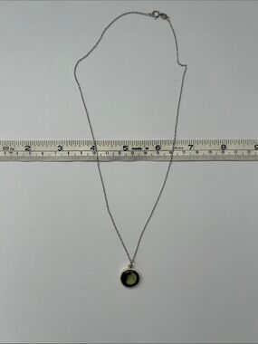 Minimalist Silver Necklace with Black Pendant of Moon